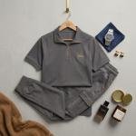 Premium Men's Navy & Khaki Athletic Polo Tracksuit Set - Small to XX-L
